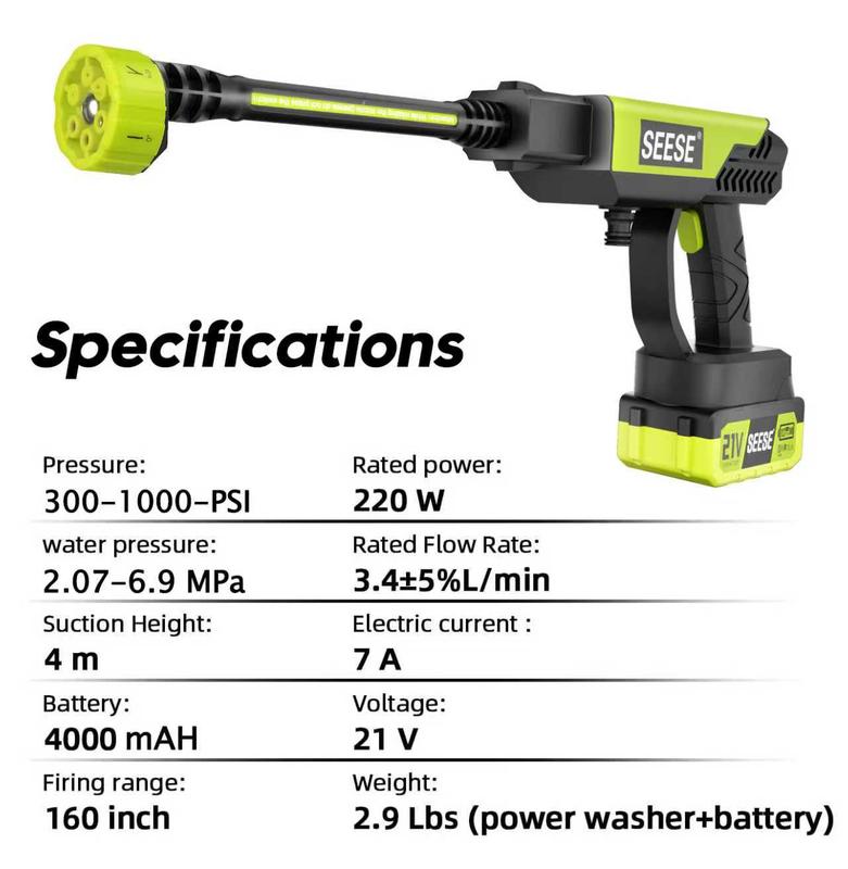 1000 PSI Cordless Pressure Washer